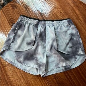 Nike Gray Athletic Shorts with Tie-Dye Design